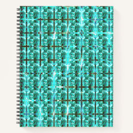 Hellblau glänzend, Quadrate oder Bild im Raster? Notizblock