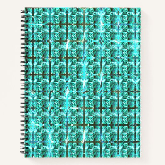 Hellblau glänzend, Quadrate oder Bild im Raster? Notizblock (Vorderseite)