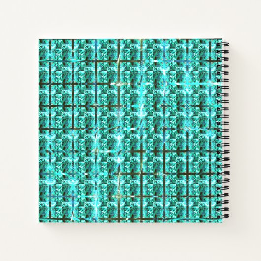 Hellblau glänzend, Quadrate oder Bild im Raster? Notizblock (Rückseite)