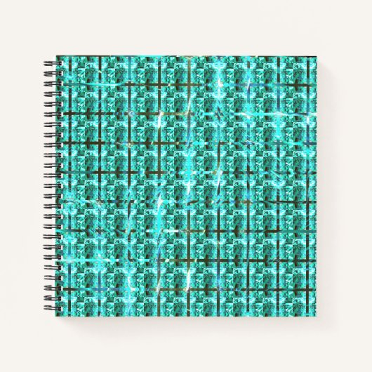 Hellblau glänzend, Quadrate oder Bild im Raster? Notizblock (Vorderseite)
