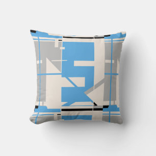 Hellblau Grau Schwarz Beige Geometrisch Abstrakt Kissen