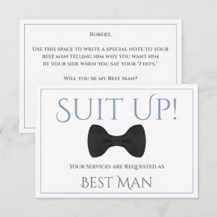 Hellblau & Grau Sei mein Trauzeuge Lustige Fliege Karte