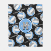 hellblau graue I-Liebe Volleyballtextmuster Fleecedecke (Vorderseite)