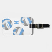 Hellblau graue Mannschaft färbt Jungs Volleyball Gepäckanhänger (Vorderseite horizontal)