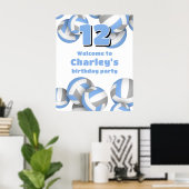 hellblau-graue Volleybälle Geburtstagsfeier Willko Poster (Heimbüro)