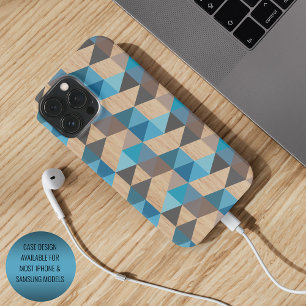 Hellblau-graues Holz-Polygon-Kunstmuster im klassi Case-Mate iPhone Hülle