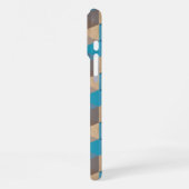 Hellblau-graues Holzpolygon-Kunstmuster im klassis iPhone Hülle (Linke Seite)