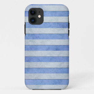 Hellblau-graues Wasserfarben-Streifenmuster iPhone 11 Hülle