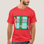 Hellblau, grün und rot kariert gemustert T-Shirt (Vorderseite)