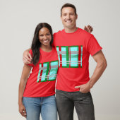 Hellblau, grün und rot kariert gemustert T-Shirt (Unisex)