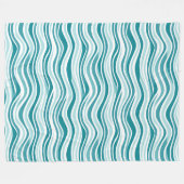 Hellblau / grüne, weiße Linien auf weißem Hintergr Fleecedecke (Vorderseite (Horizontal))