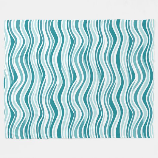 Hellblau / grüne, weiße Linien auf weißem Hintergr Fleecedecke (Vorderseite (Horizontal))