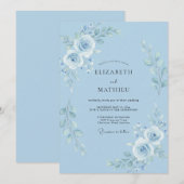 Hellblau Hochzeit im Frühlingsgottesdienst Einladung (Vorne/Hinten)