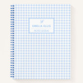 Hellblau kariert Grandmillennial Monogramm Name Notizblock (Vorderseite)