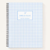 Hellblau kariert Grandmillennial Monogramm Name Notizblock (Vorderseite)