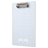 Hellblau kariert Klassisches Monogramm Klemmbrett (Links)