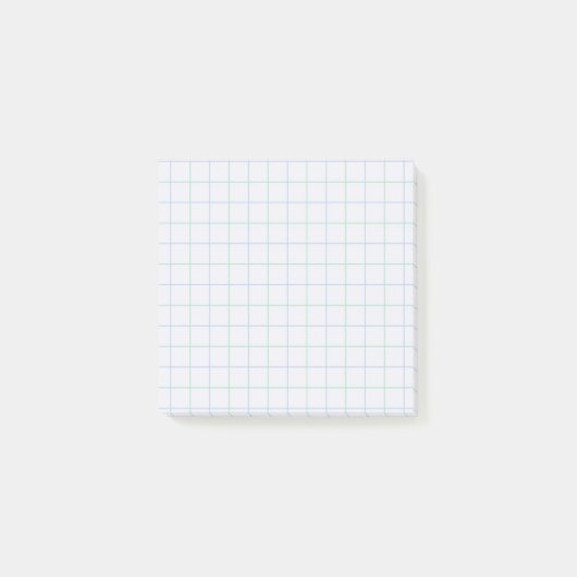 Hellblau kariertes Muster, weiches Rasterdesign Post-it Klebezettel (Vorderseite)