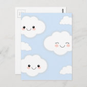 Hellblau lächelnde Wolken Postkarte (Vorne/Hinten)