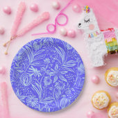 Hellblau-Lila-Blumenmuster Pappteller (Party)