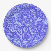 Hellblau-Lila-Blumenmuster Pappteller (Vorderseite)