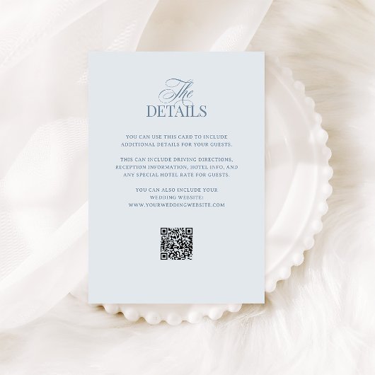 Hellblau Luxe | QR-Code Hochzeitsgastdetails Begleitkarte