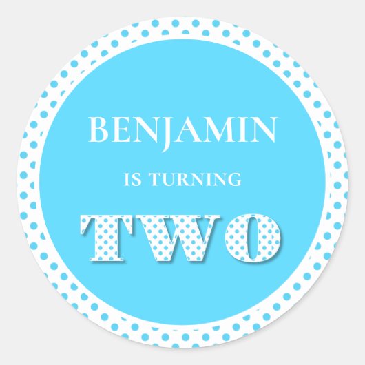 Hellblau macht zwei Polka Dot Runder Aufkleber (Vorderseite)
