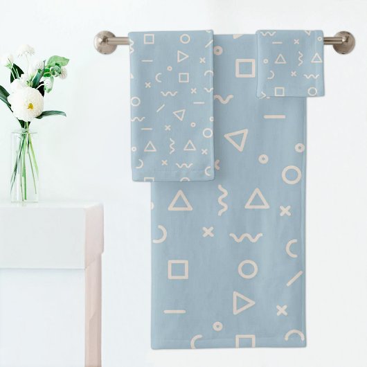 Hellblau Memphis Muster Handtuch Badhandtuch Set