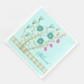 Hellblau mit Blumenpapier Napkin Serviette (Ecke)
