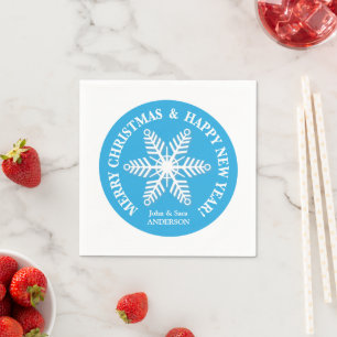Hellblau mit personalisiertem Weihnachten-Schneefl Serviette