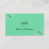 Hellblau mit Rosen-Gold-Linien-Logo und QR-Code Visitenkarte (Vorderseite)