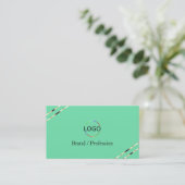 Hellblau mit Rosen-Gold-Linien-Logo und QR-Code Visitenkarte (Stehend Vorderseite)