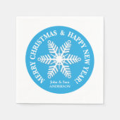 Hellblau mit Schneeflocke-personalisiertem Serviette (Vorderseite)