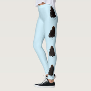 Hellblau mit schwarzen Schmetterlingen Leggings