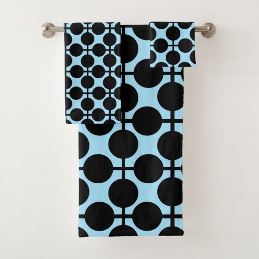 Hellblau mit schwarzer geometrischer badhandtuch set (Insitu)