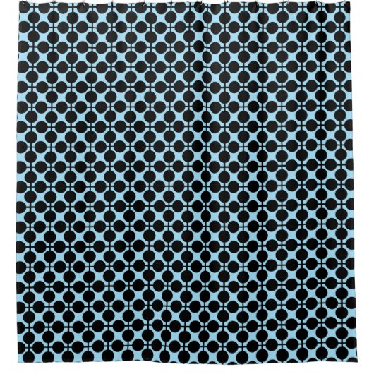 Hellblau mit schwarzer geometrischer duschvorhang (Vorderseite)