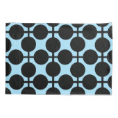 Hellblau mit schwarzer geometrischer kissenbezug (Rückseite)