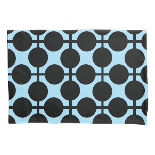 Hellblau mit schwarzer geometrischer kissenbezug (Vorderseite)