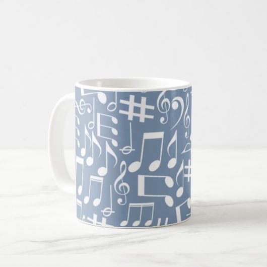 Hellblau mit tanzenden Noten Kaffeetasse (Vorderseite Links)