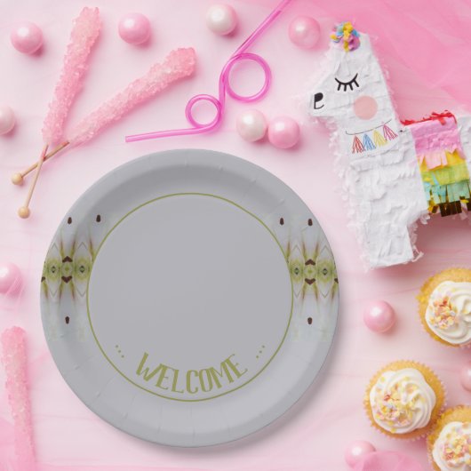 Hellblau mit Zitronengrün Pappteller (Party)