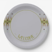 Hellblau mit Zitronengrün Pappteller (Vorderseite)