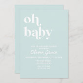 Hellblau Moderne einfache Babydusche Einladung (Vorne/Hinten)