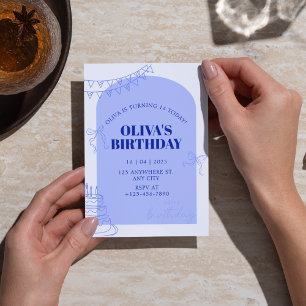 Hellblau Moderne Süße 16 Geburtstag für Mädchen Einladung