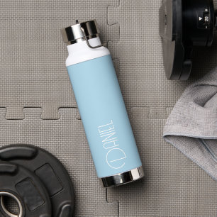 Hellblau moderne Typografie Personalisiert Trinkflasche