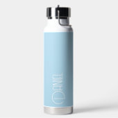Hellblau moderne Typografie Personalisiert Trinkflasche (Links)