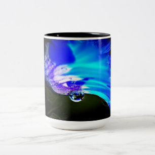 Hellblau N Lila Blume W/Dew Dropdown-Tasse Zweifarbige Tasse