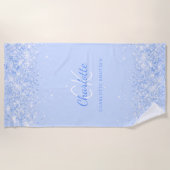 Hellblau-Name Monogram elegant Strandtuch (Vorderseite)