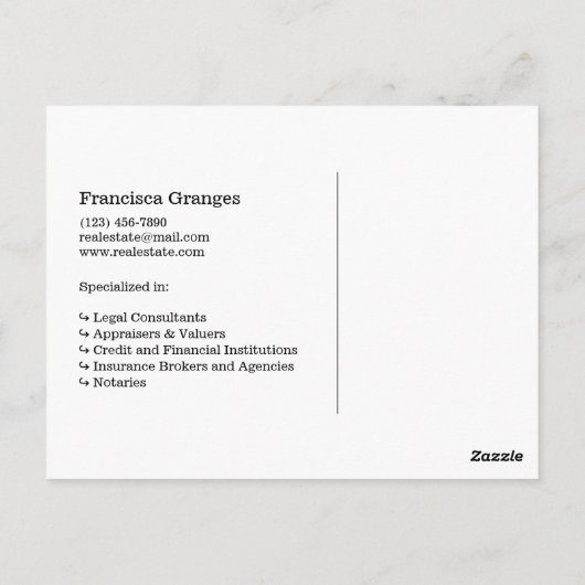 Hellblau Nur verkaufte echte Anwesen-Anzeigenvorla Postkarte (Rückseite)