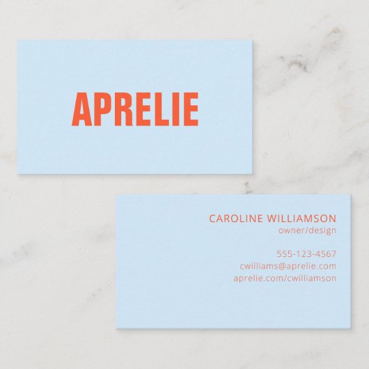 Hellblau Orange Fette Firmenname Branding Visitenkarte (Vorne/Hinten)