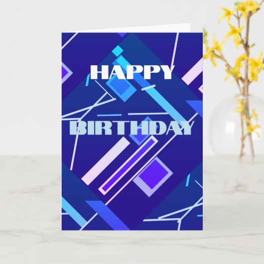 Hellblau Pink Lila Diagonal Abstrakt Geburtstag Karte (Gelbe Blume)