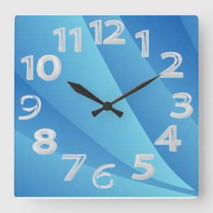 Hellblau Quadratische Wanduhr